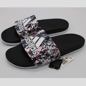 Womens Adidas Adilette Comfort White Slides New